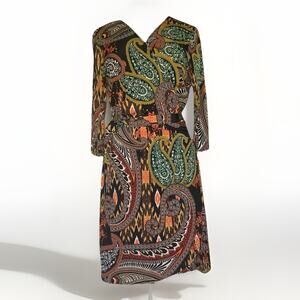 Bohemian Chic Wrap Around Dress Emma & Michelle Size XL 3/4 Sleeve Office Travel